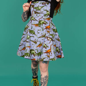 Blue Adventure Dinosaur Flared Pinafore Dress