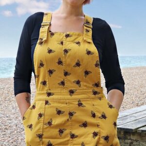THE BEES KNEEZ BEE PRINT PINAFORE DRESS - Cotton Twill